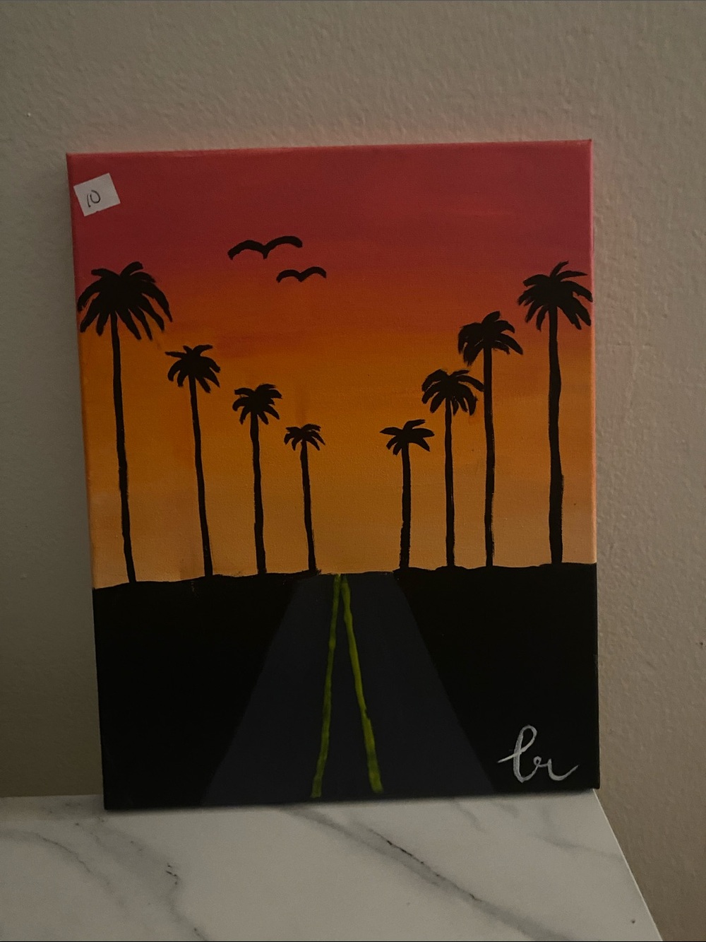 art class Sunset Palm Road Canvas - Pink Orange Yellow Gradient